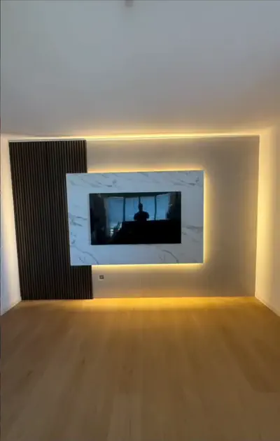 Dopo: Parete TV in cartongesso - Realizzazione di una parete TV in cartongesso con LED integrati - RDL Home Service